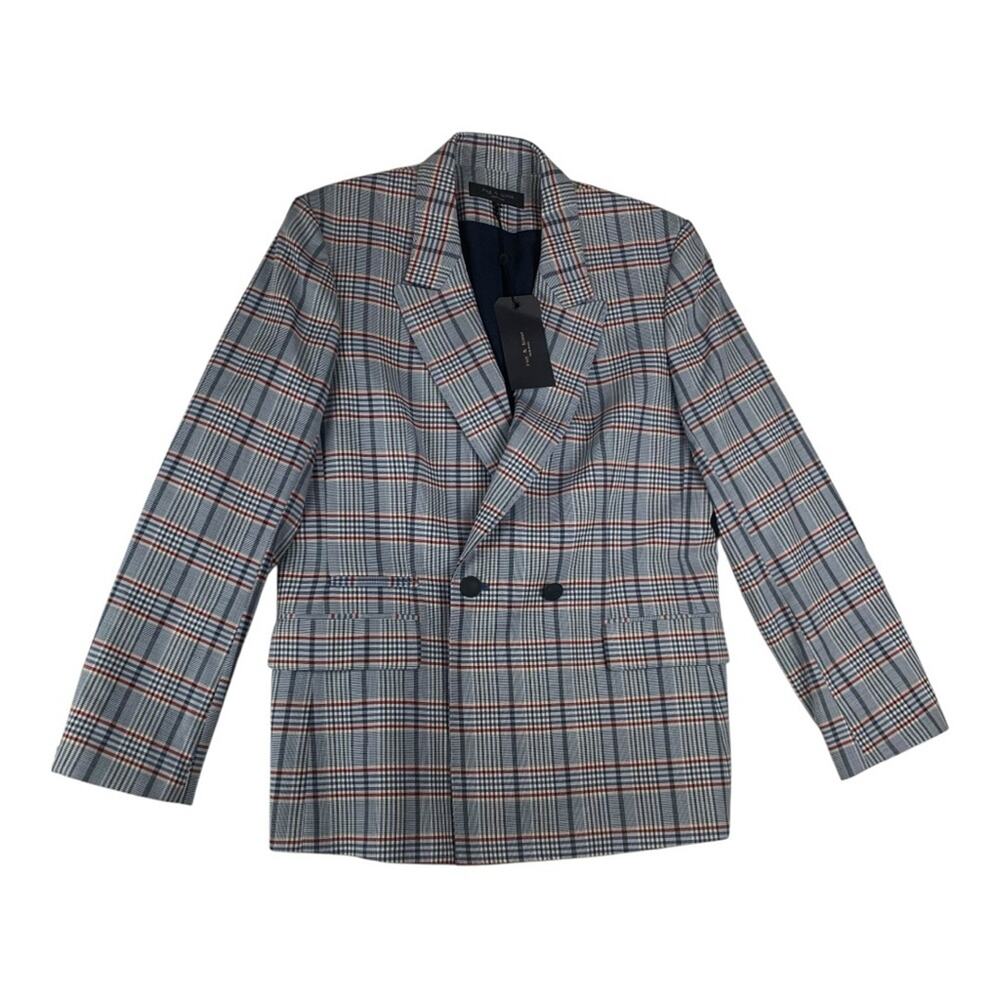 Rag & Bone women's size 14 Elsie gray check blazer new xl plaid suit blue busi - Picture 2 of 13